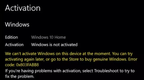 【パソコン修理】Windows11(10)で起こるアクティベーションエラー【0x803FABB8】