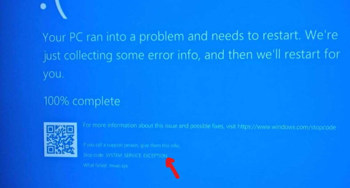 【パソコン修理】Windows10でブルースクリーンが発生し「SYSTEM_SERVICE_EXCEPTION」と表示されてしまう