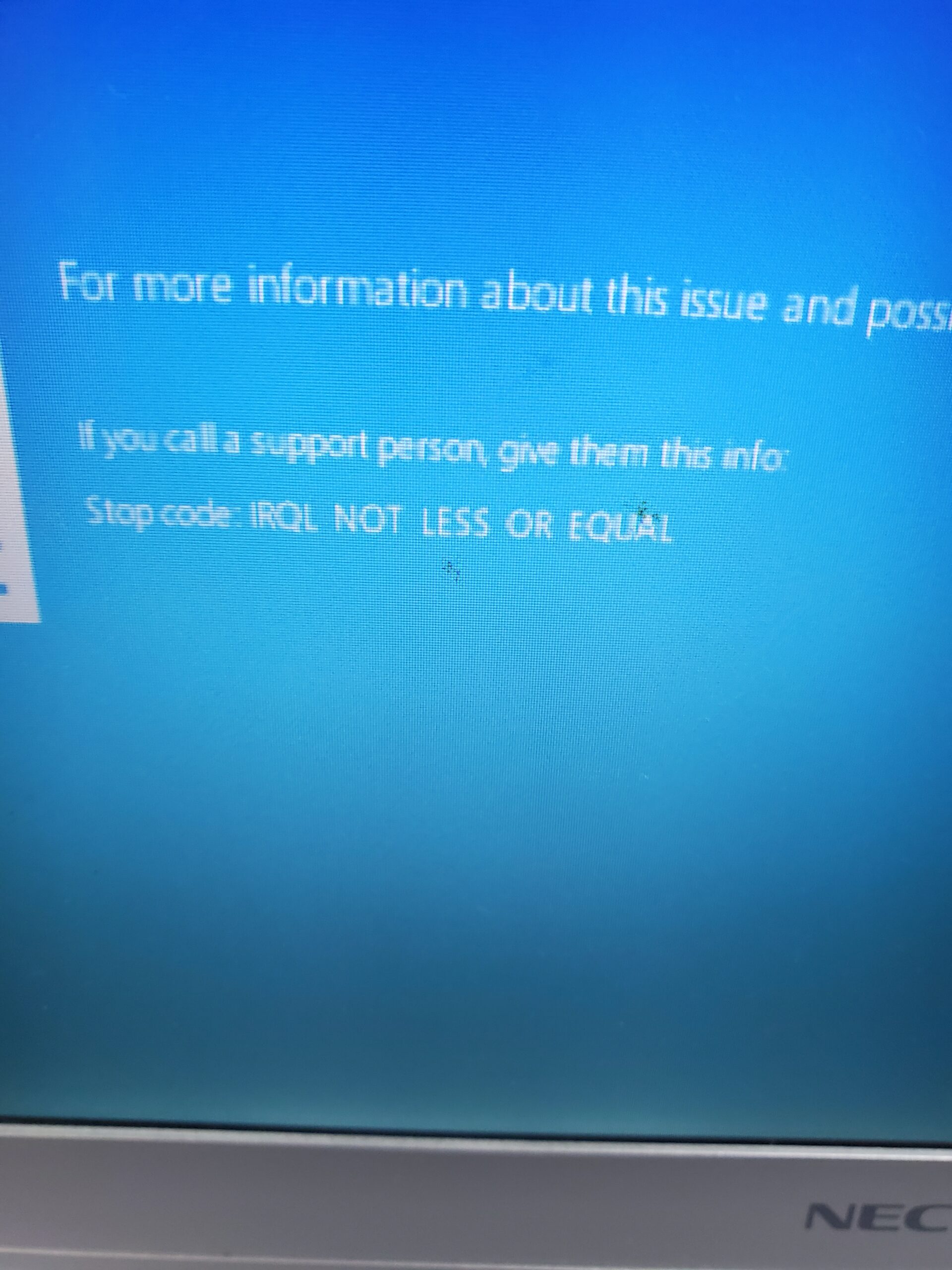【パソコン修理】ブルースクリーン「IRQL NOT LESS OR EQUAL」エラー