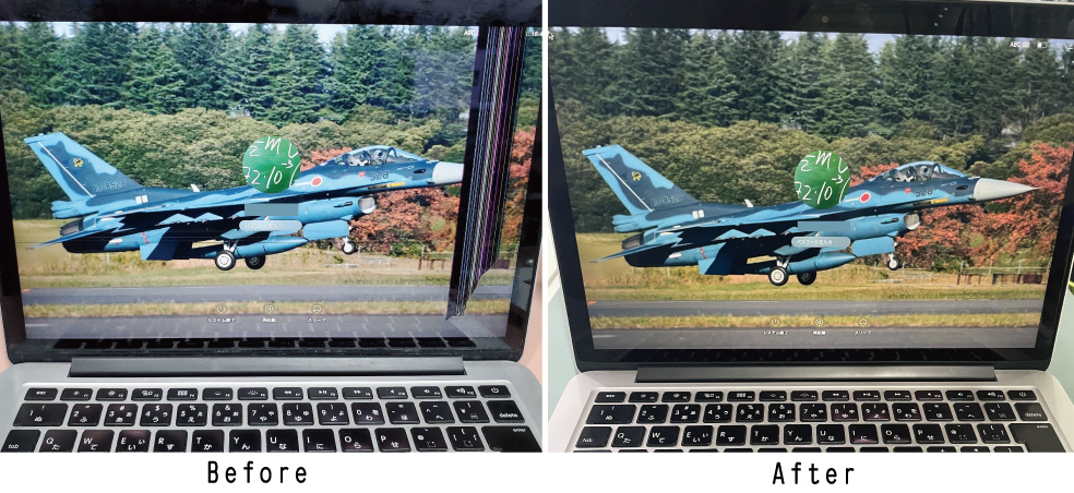液晶が破損したMacBookの修理後の画像